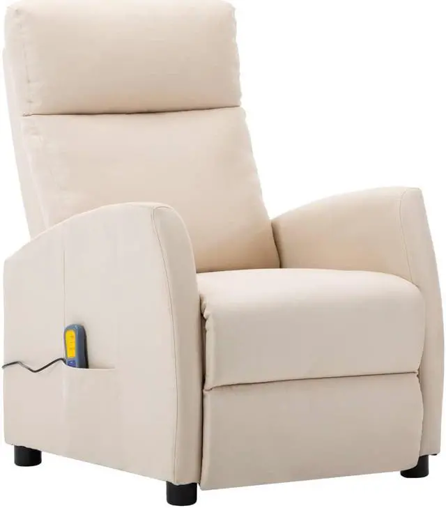 Alt view image 12 of 17 - vidaXL Massage Chair Electric Massaging Recliner Chair for Elderly Cream Fabric