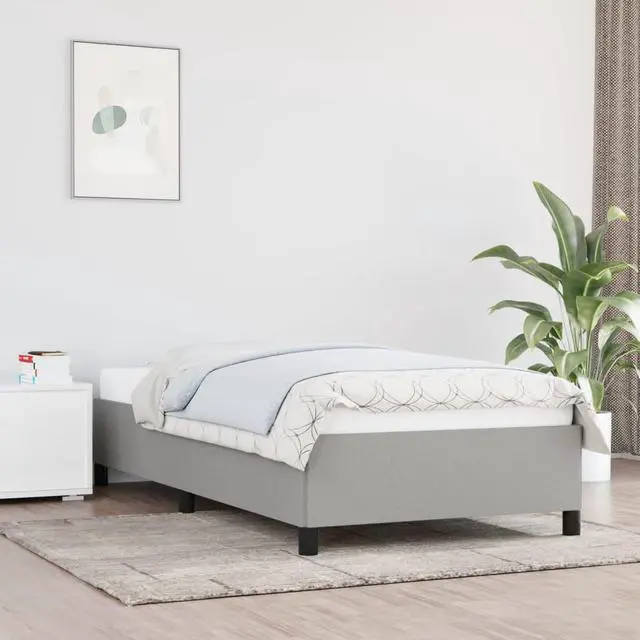 Alt view image 8 of 13 - vidaXL Twin XL Size Bed Frame with Plywood Slats, Platform Bed Frame, Fabric Upholstered Mattress Foundation, No Box Spring Needed & Easy Assembly, Light Gray, without Mattress