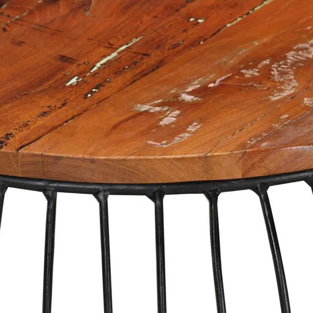 Alt view image 12 of 15 - vidaXL Coffee Table Vintage Round End Table Side Table Solid Reclaimed Wood