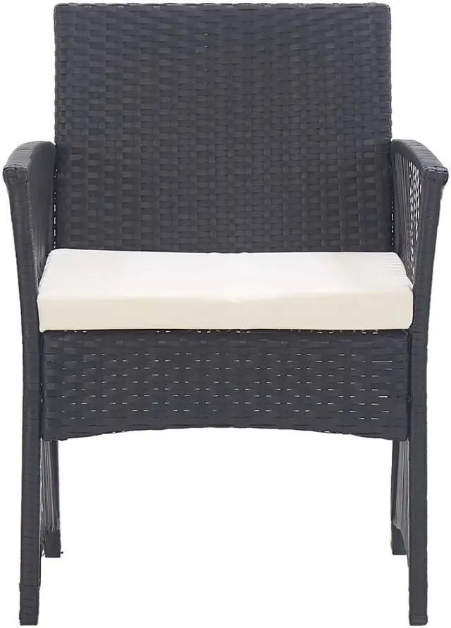 Alt view image 9 of 17 - vidaXL Patio Armchairs with Cushions 2 pcs Black Poly Rattan