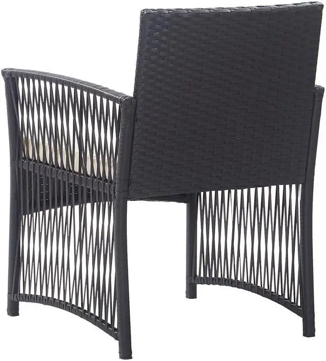 Alt view image 10 of 17 - vidaXL Patio Armchairs with Cushions 2 pcs Black Poly Rattan