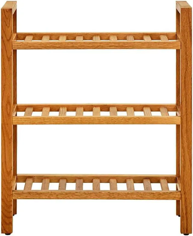 Alt view image 7 of 11 - vidaXL Shoe Rack with 3 Shelves 19.6"x10.6"x23.6" Solid Oak Wood