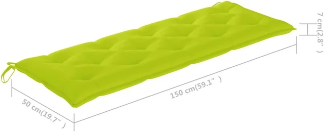 Alt view image 7 of 12 - vidaXL Garden Bench Cushion Bright Green 59.1"x19.7"x2.8" Fabric