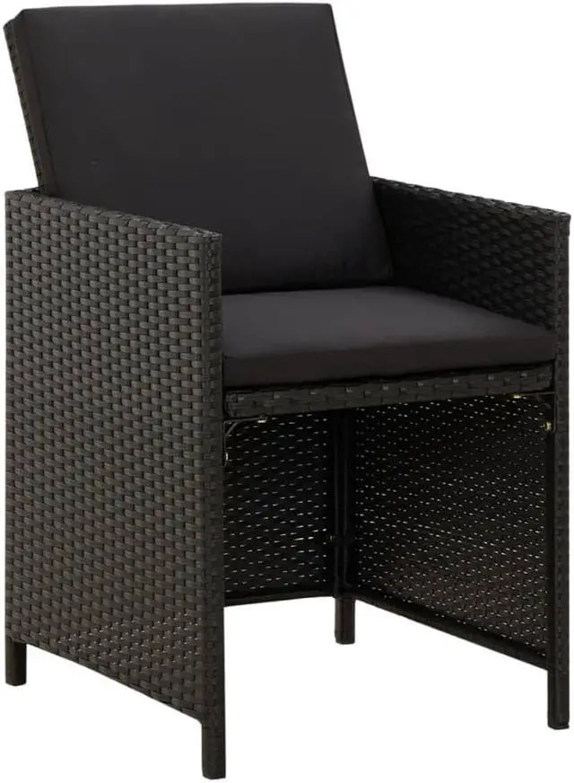 Alt view image 8 of 17 - vidaXL Garden Chair Set of 4 Black PE rattan Standard