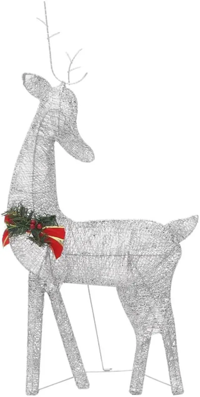 Alt view image 10 of 16 - vidaXL Christmas Reindeer Family Pre-Lit Xmas Lighting Silver Cold White Mesh