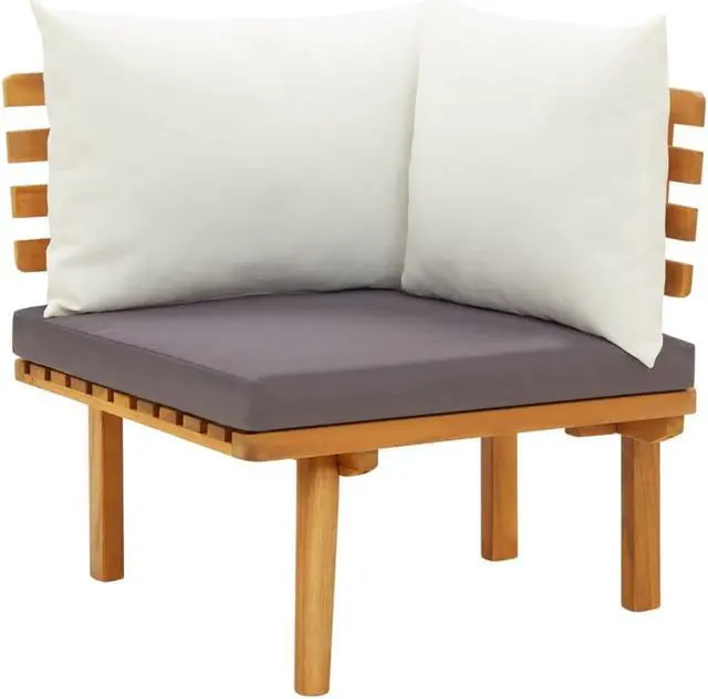 Alt view image 7 of 10 - vidaXL 4 Piece Patio Lounge Set with Cushions Solid Acacia Wood