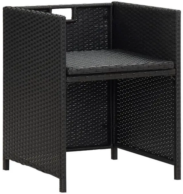Alt view image 13 of 13 - vidaXL 2x Patio Dining Chair Wicker Poly Rattan Black Outdoor Garden Seats