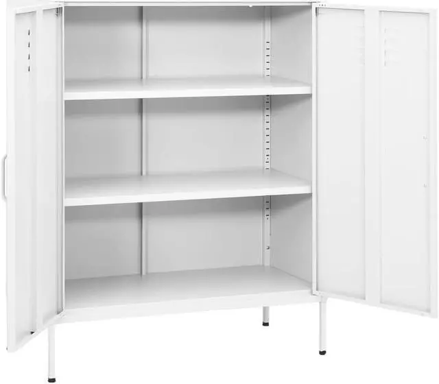Alt view image 2 of 15 - vidaXL Storage Cabinet White 31.5"x13.8"x40" Steel