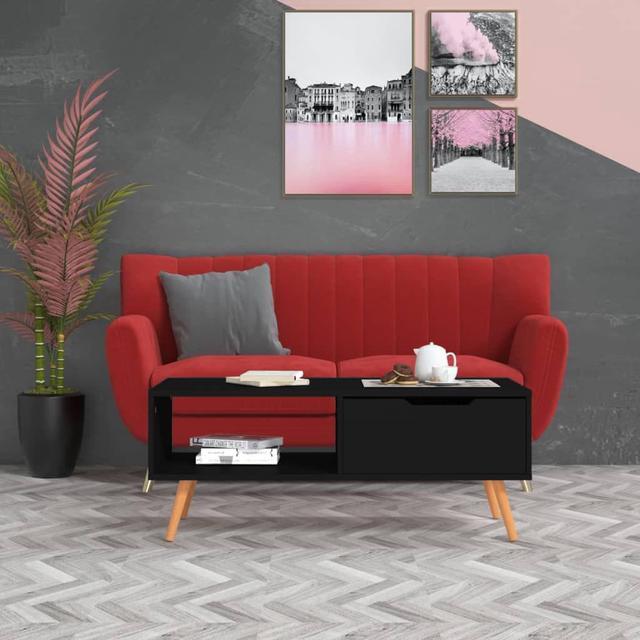 Main image of vidaXL Coffee Table Black 39.4"x19.5"x16.9" Engineered Wood