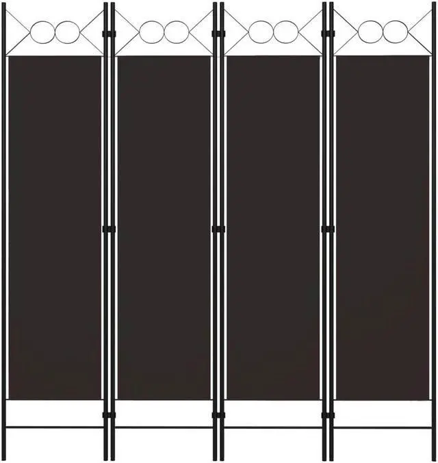 Alt view image 7 of 12 - vidaXL 4-Panel Room Divider Brown 63"x70.9"