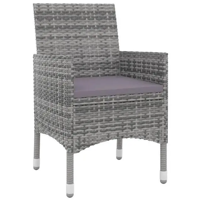 Alt view image 9 of 13 - vidaXL 3 Piece Patio Dining Set with Cushions Poly Rattan and Glass