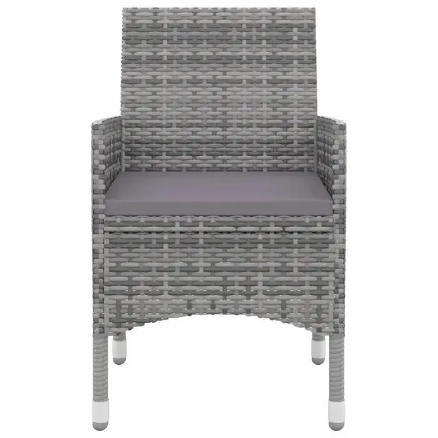 Alt view image 10 of 13 - vidaXL 3 Piece Patio Dining Set with Cushions Poly Rattan and Glass