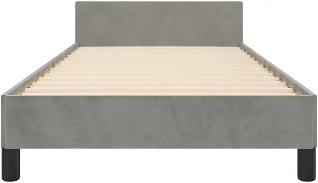 Alt view image 10 of 17 - vidaXL Bed Frame with Headboard Light Gray 39.4"x74.8" Twin Velvet