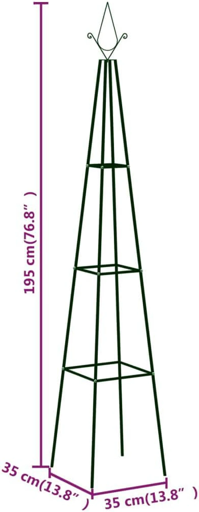 Alt view image 9 of 10 - vidaXL Garden Climbing Plant Racks 2 pcs Dark Green 13.8"x13.8"x76.8" Iron