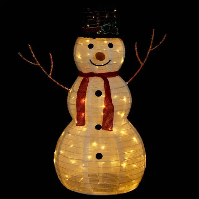 Alt view image 14 of 16 - vidaXL Decorative Christmas Snowman Figure with LED Luxury Fabric 35.4"