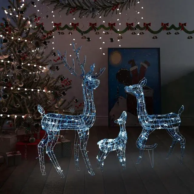 Alt view image 13 of 17 - vidaXL Acrylic Reindeer Family Christmas Decoration 300 LED Cold White