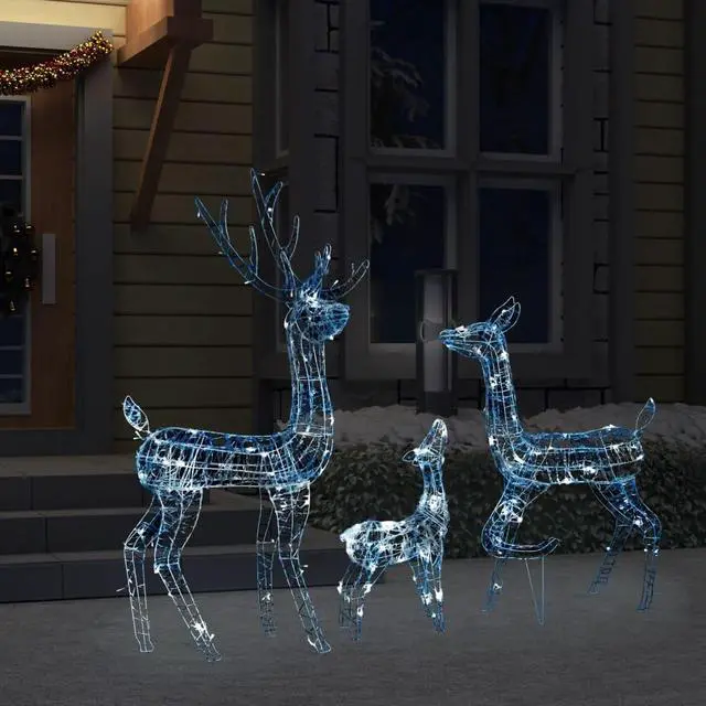 Alt view image 15 of 17 - vidaXL Acrylic Reindeer Family Christmas Decoration 300 LED Cold White