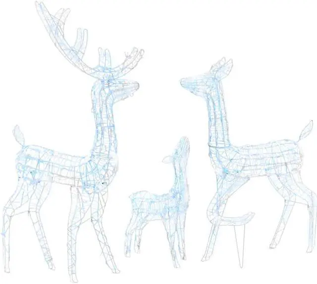 Alt view image 14 of 17 - vidaXL Acrylic Reindeer Family Christmas Decoration 300 LED Cold White