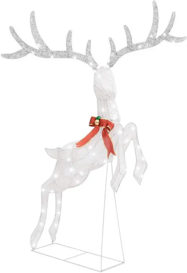 Alt view image 13 of 17 - vidaXL Christmas Flying Reindeer Pre-Lit Christmas Lighting White Cold White