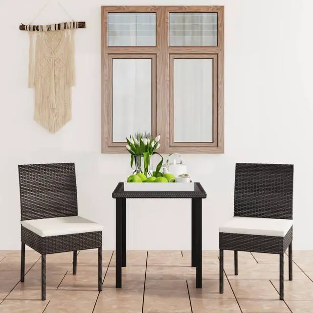Alt view image 7 of 12 - vidaXL 3 Piece Garden Dining Set Poly Rattan Black