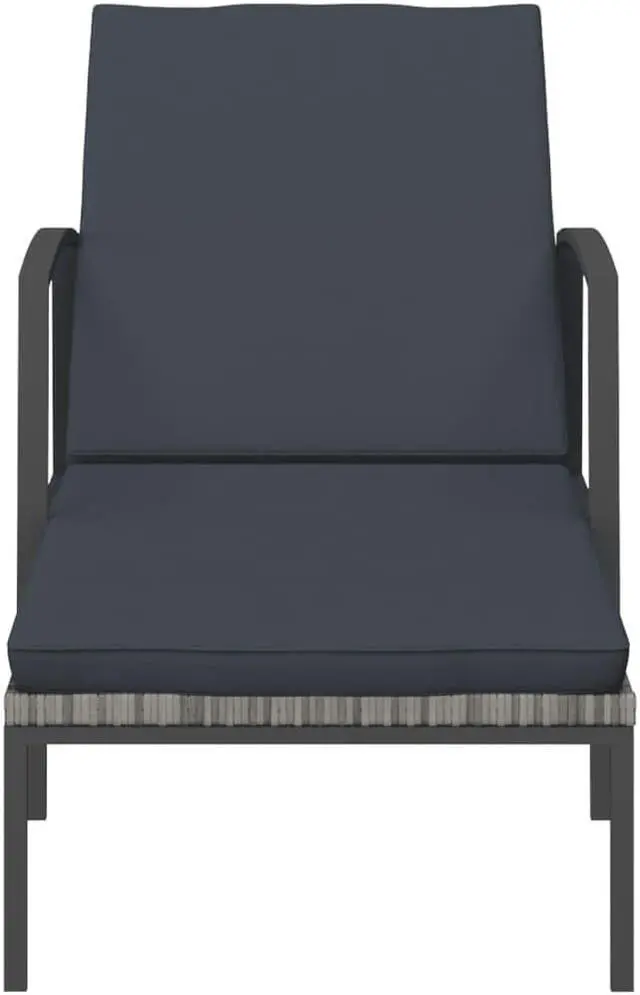 Alt view image 9 of 18 - vidaXL Patio Sun Lounger with Cushion Poly Rattan Gray
