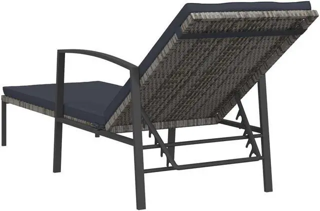 Alt view image 11 of 18 - vidaXL Patio Sun Lounger with Cushion Poly Rattan Gray