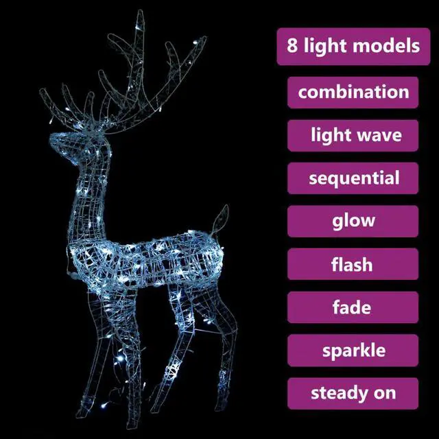 Alt view image 15 of 17 - vidaXL Reindeer Christmas Decoration LEDs Pre-Lit Christmas Lighting Cold White