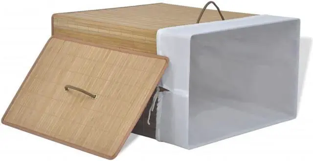Alt view image 5 of 11 - vidaXL Bamboo Laundry Bin Rectangular Natural