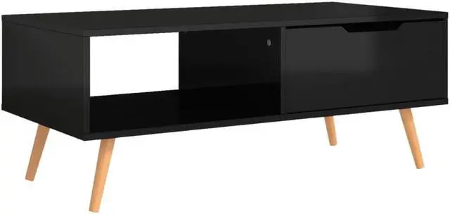 Main image of vidaXL Coffee Table High Gloss Black 39.4"x19.5"x16.9" Engineered Wood