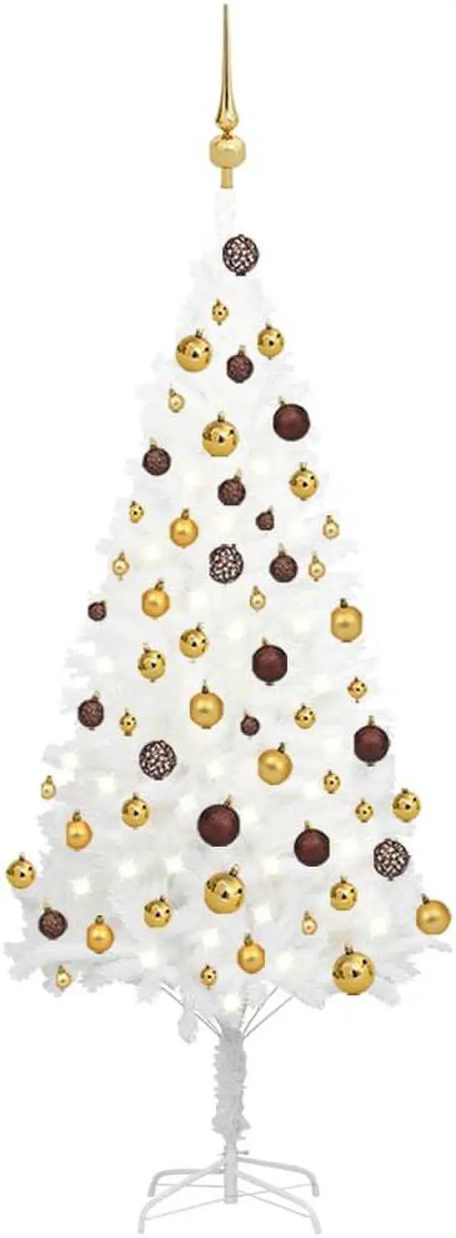 Alt view image 7 of 13 - vidaXL Artificial Christmas Tree with LEDs&Ball Set White 47.2"