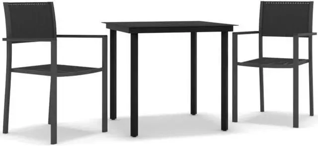Alt view image 8 of 12 - vidaXL 3 Piece Patio Dining Set Black