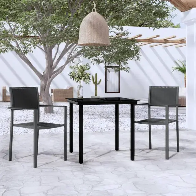 Alt view image 7 of 12 - vidaXL 3 Piece Patio Dining Set Black