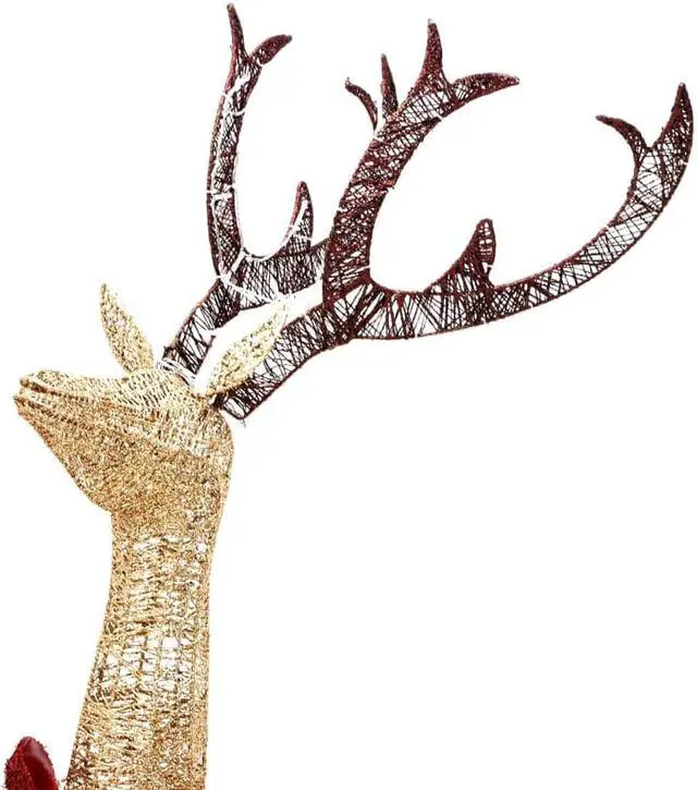 Alt view image 10 of 16 - vidaXL Christmas Decoration Xmas Pre-Lit Reindeer Family with 201 LEDs Gold