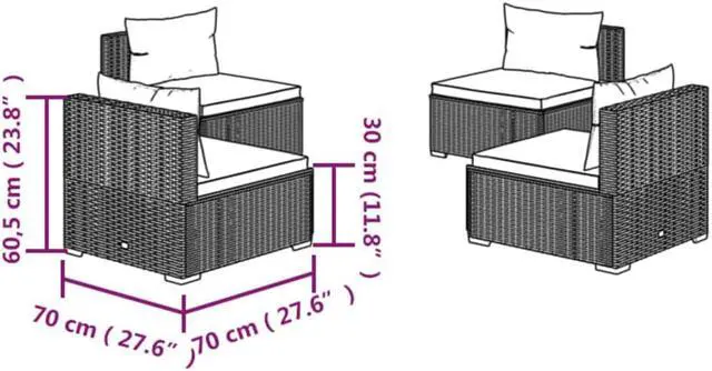 Alt view image 5 of 9 - vidaXL 4 Piece Patio Lounge Set with Cushions Poly Rattan Black