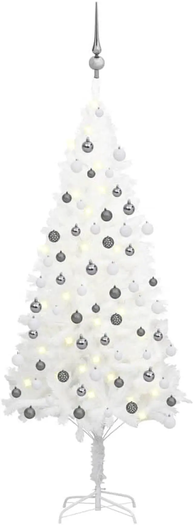 Alt view image 7 of 13 - vidaXL Artificial Christmas Tree with LEDs&Ball Set White 47.2"