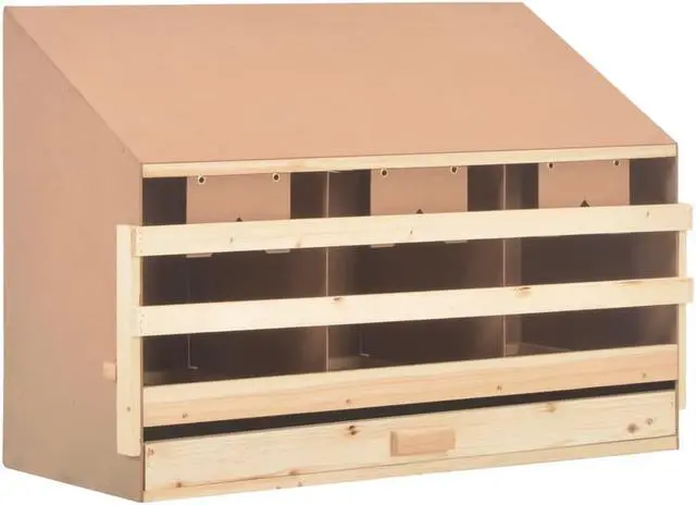 Alt view image 2 of 11 - vidaXL Chicken Laying Nest 3 Compartments 36.6"x15.7"x25.6" Solid Pine Wood