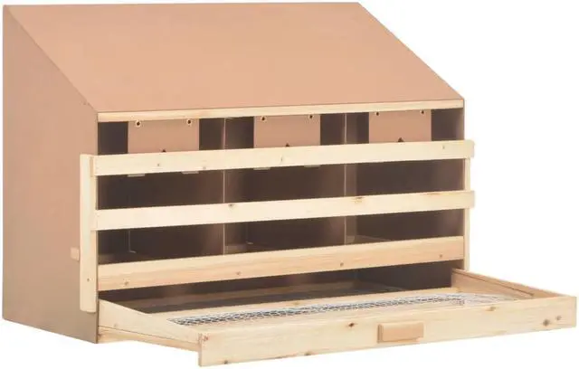 Alt view image 4 of 11 - vidaXL Chicken Laying Nest 3 Compartments 36.6"x15.7"x25.6" Solid Pine Wood
