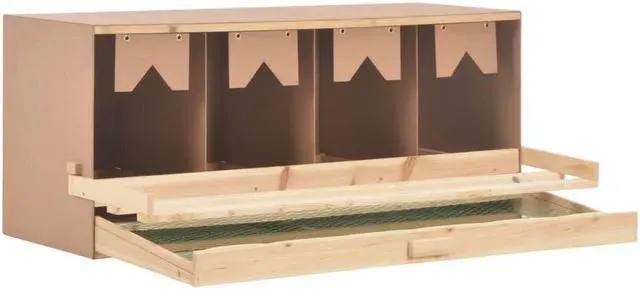 Alt view image 4 of 11 - vidaXL Chicken Laying Nest 4 Compartments 41.7"x15.7"x17.7" Solid Pine Wood