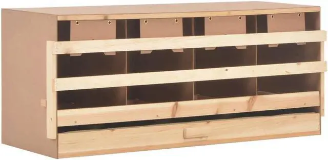 Alt view image 3 of 11 - vidaXL Chicken Laying Nest 4 Compartments 41.7"x15.7"x17.7" Solid Pine Wood