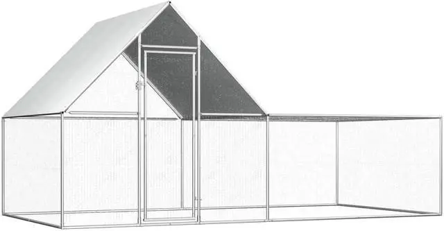 Alt view image 4 of 9 - vidaXL Chicken Coop 13.1'x6.6'x6.6' Galvanized Steel