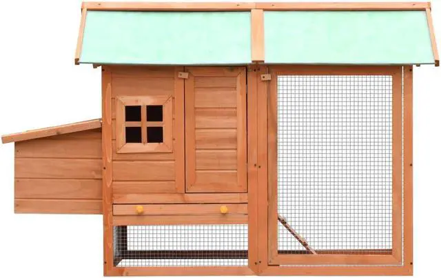 Alt view image 7 of 12 - vidaXL Chicken Cage Solid Pine & Fir Wood 66.9"x31.9"x43.3"