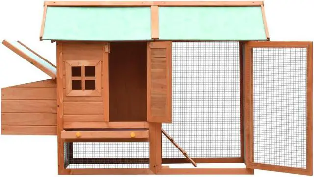 Alt view image 8 of 12 - vidaXL Chicken Cage Solid Pine & Fir Wood 66.9"x31.9"x43.3"
