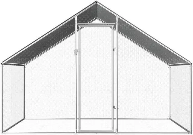 Alt view image 6 of 11 - vidaXL Outdoor Chicken Cage 9'x6.6'x6'3" Galvanized Steel