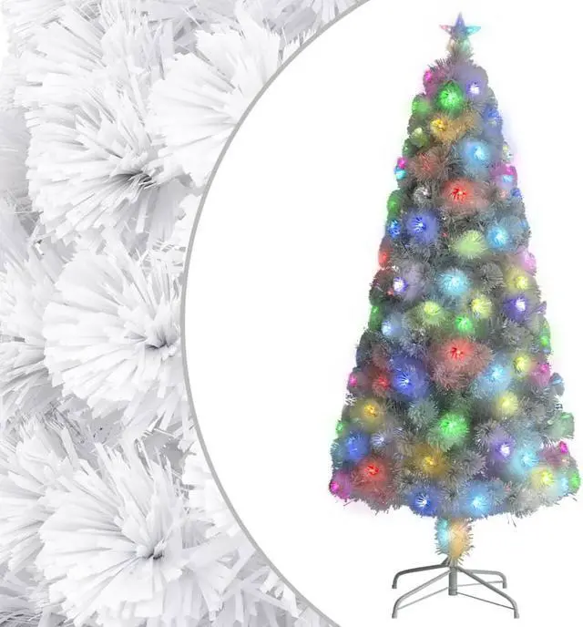 Alt view image 13 of 18 - vidaXL Artificial Christmas Tree with LED White 59.1" Fiber Optic