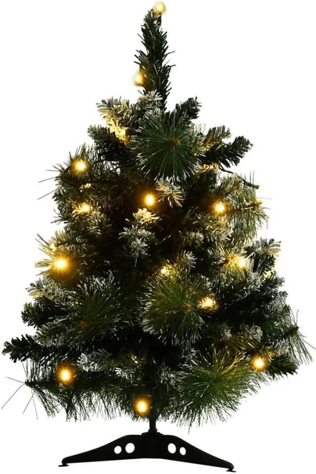 Alt view image 7 of 16 - vidaXL Artificial Pre-lit Christmas Tree with Stands Decoration Green PVC