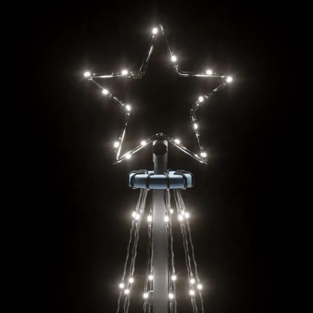 Alt view image 5 of 15 - vidaXL Christmas Tree with Spike Cold White 108 LEDs 6 ft