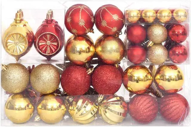 Alt view image 8 of 15 - vidaXL Christmas Bauble Set Christmas Ball Ornament 108 Piece Gold and Red