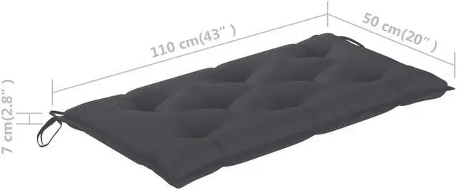 Alt view image 11 of 14 - vidaXL Bench Cushion Water Repellent Garden Cushion Anthracite Oxford Fabric