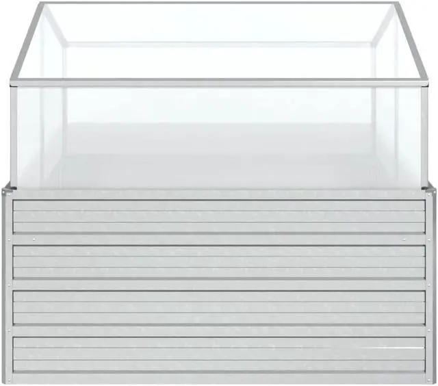 Alt view image 10 of 18 - vidaXL Cold Frame Raised Garden Bed with Cover Greenhouse Galvanized Steel
