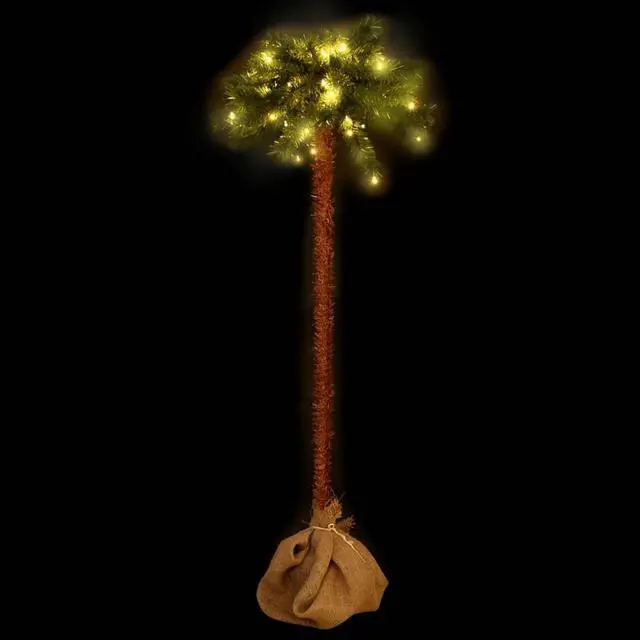 Alt view image 9 of 16 - vidaXL Artificial Palm Tree with LEDs 70.9"